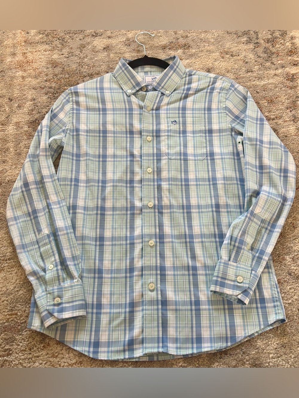 Southern Tide boys large 10-12 plaid button up long sleeved shirt Intercoastal
